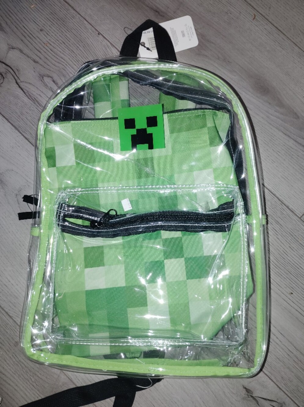 Minecraft Clear & Green School Backpack NWT Pouch